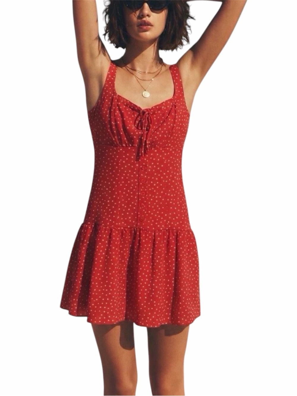 Wild Fable Red Star Polka Dot Mini Dress Cottagecore NWT Women’s Medium